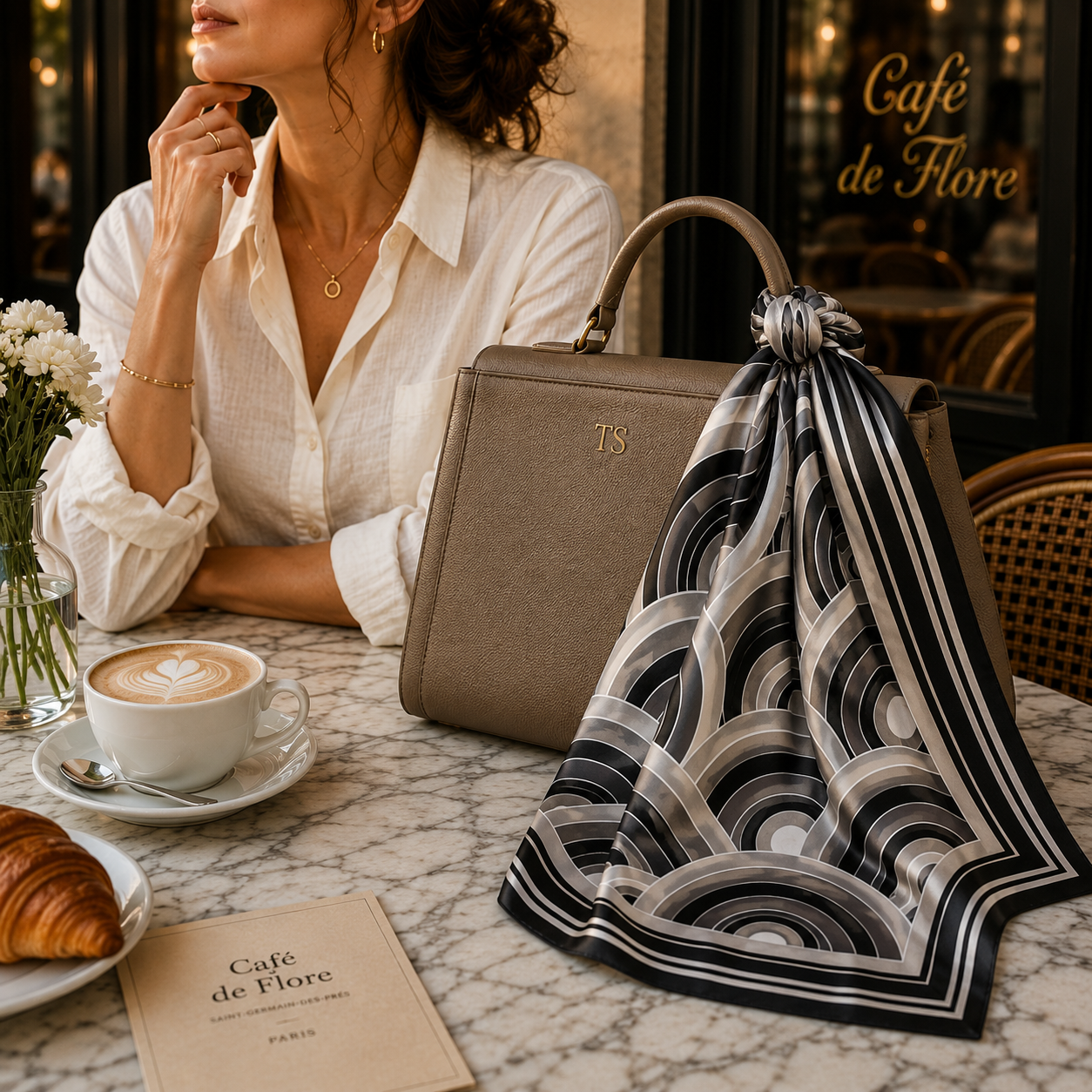 Monochrome Waves Scarf