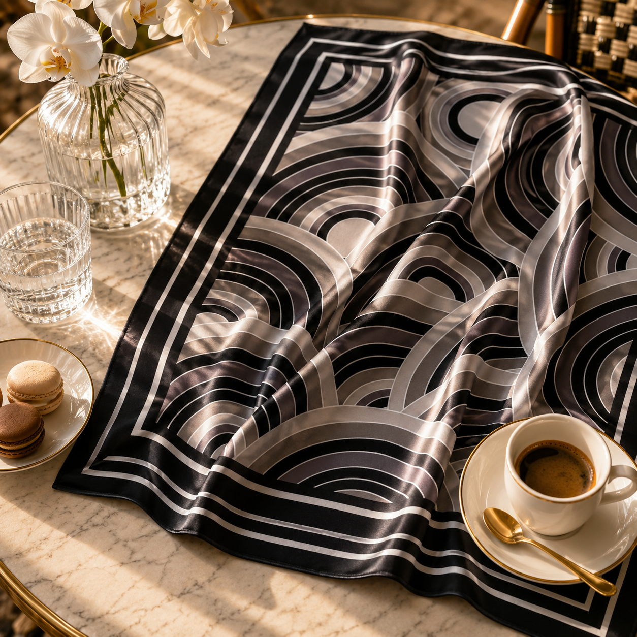 Monochrome Waves Scarf