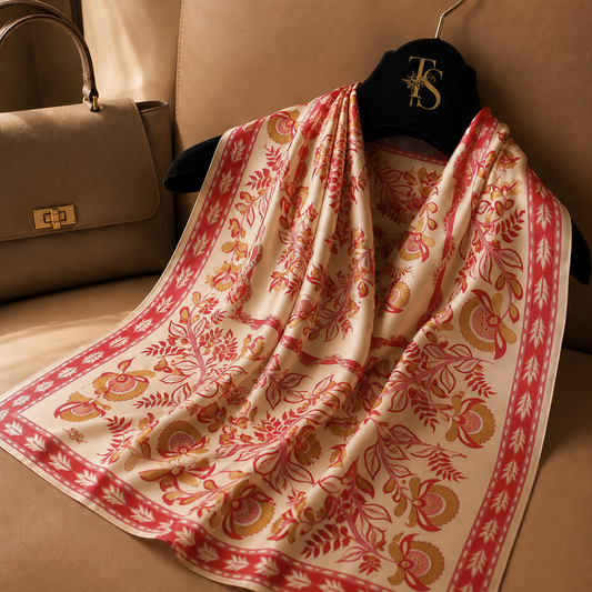 Coral Pink Botanical Scarf