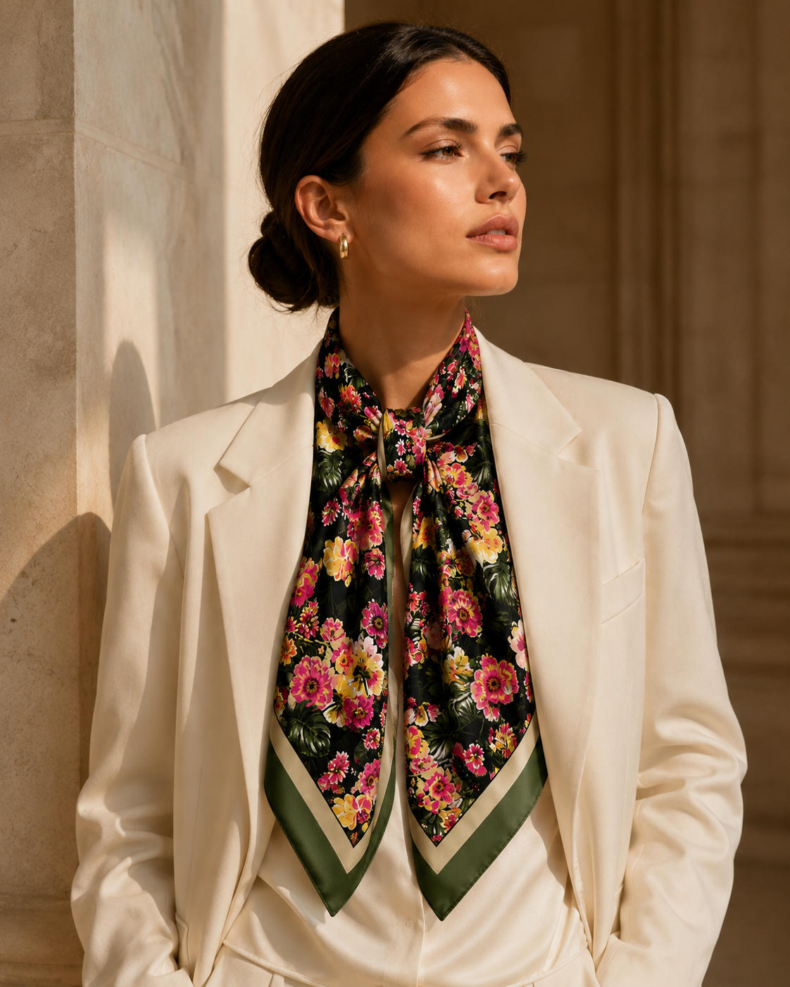 Black Botanical Scarf