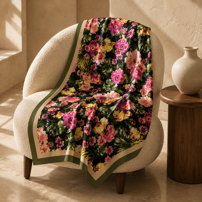 Black Botanical Scarf