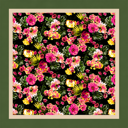 Black Botanical Scarf