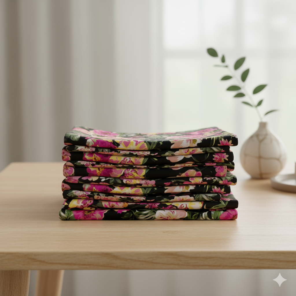 Black Botanical Scarf