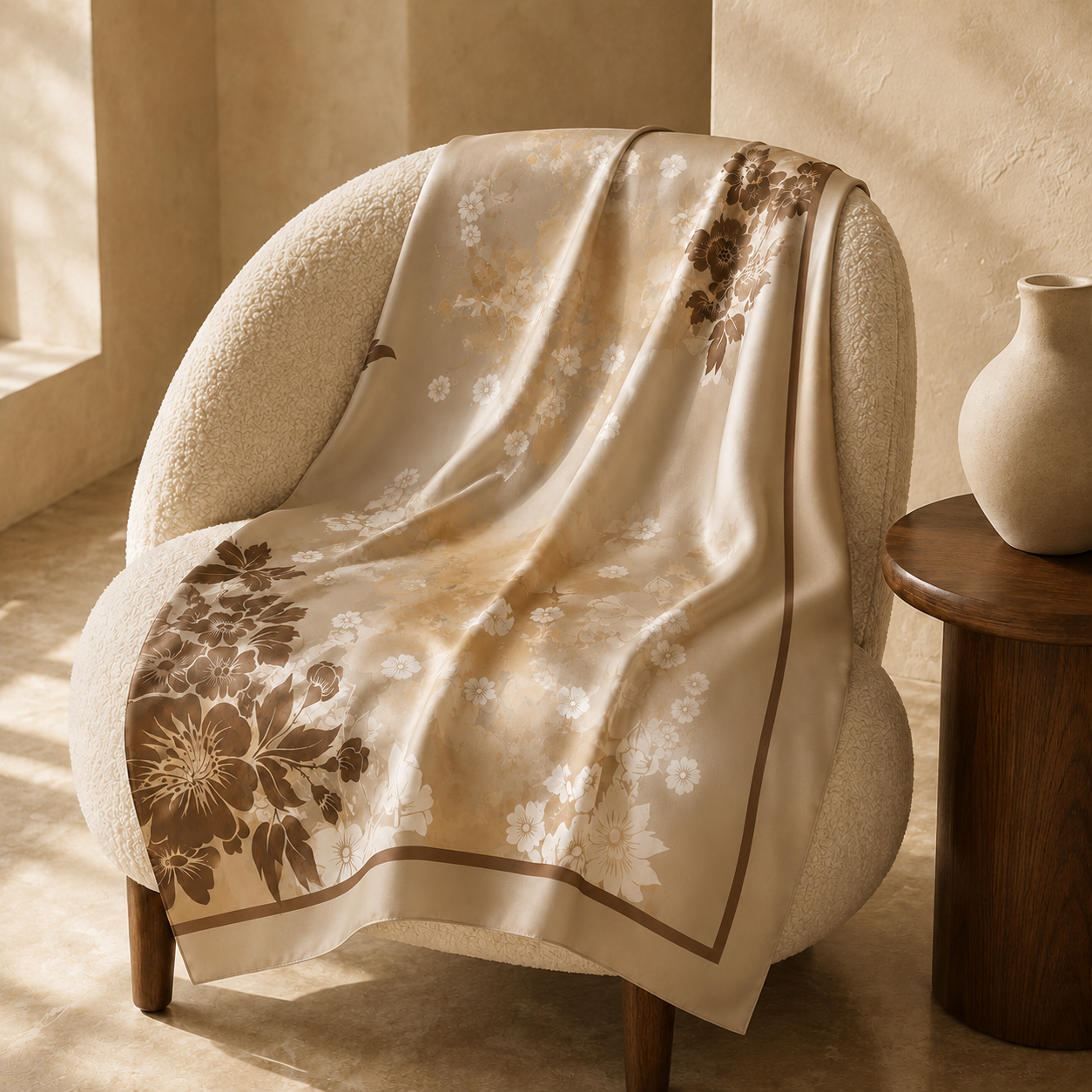 Neutral Floral Scarf