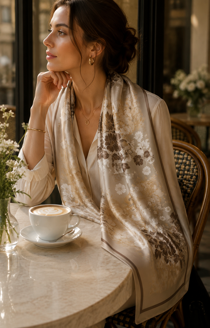 Neutral Floral Scarf