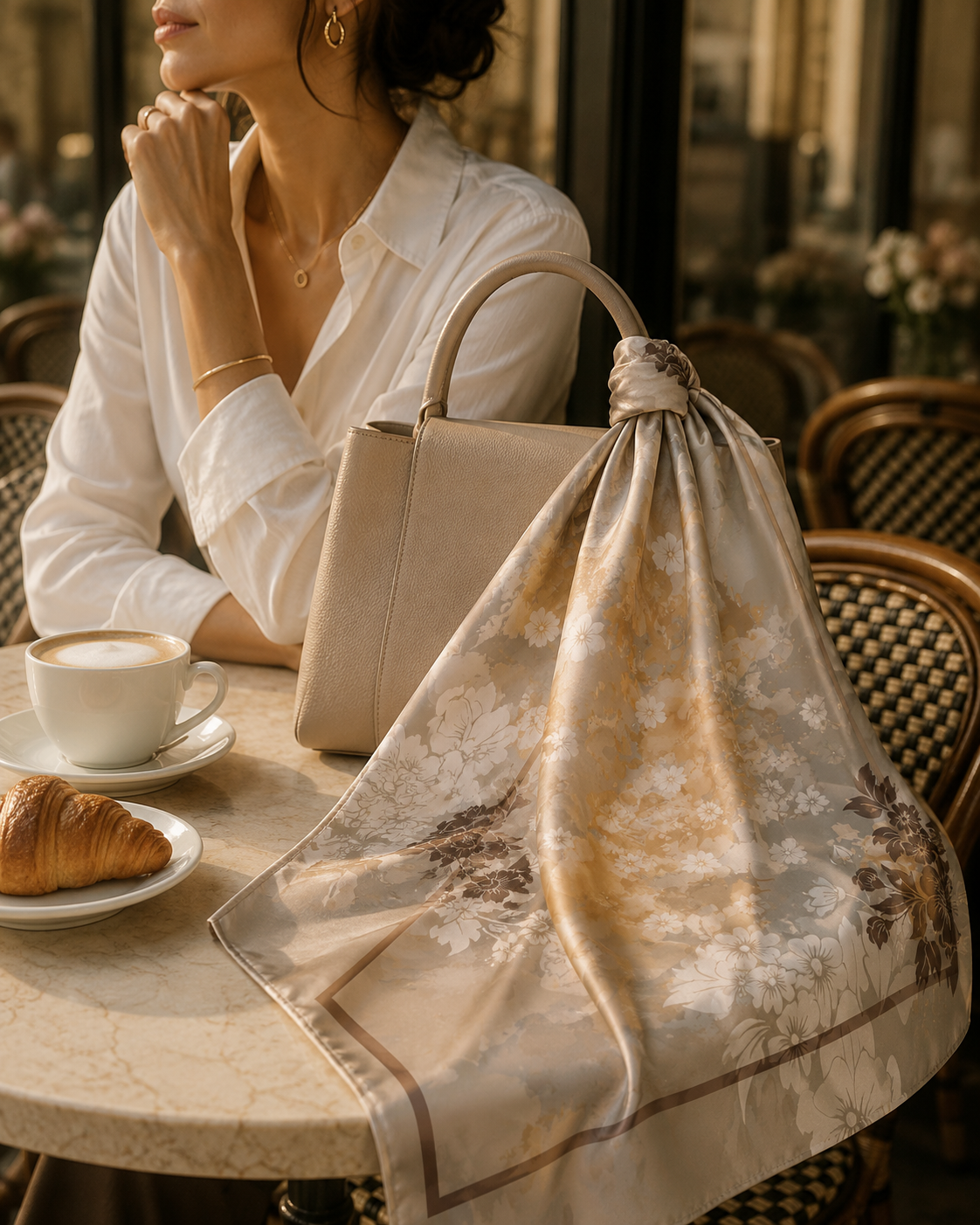 Neutral Floral Scarf