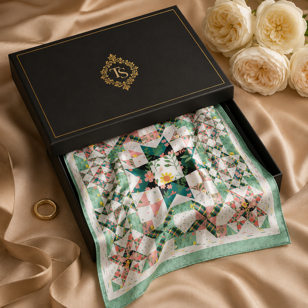 Pastel Mosaic Floral Scarf
