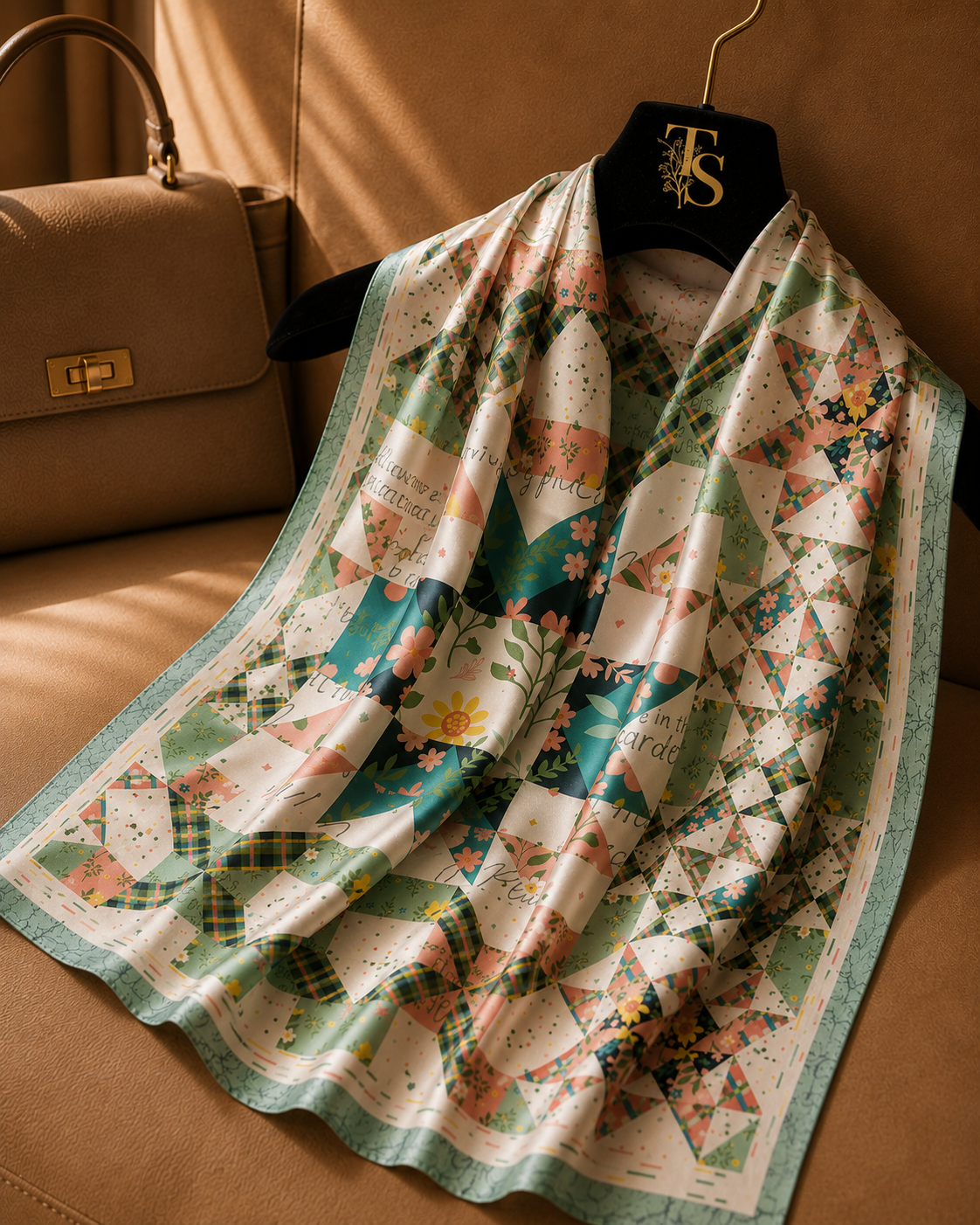 Pastel Mosaic Floral Scarf