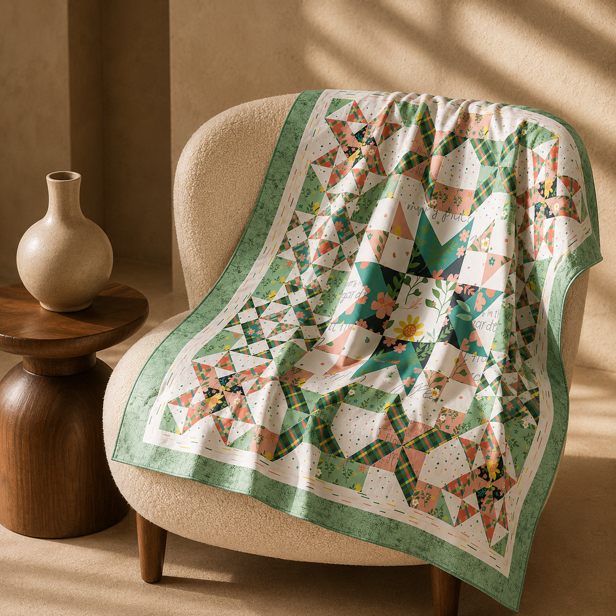 Pastel Mosaic Floral Scarf