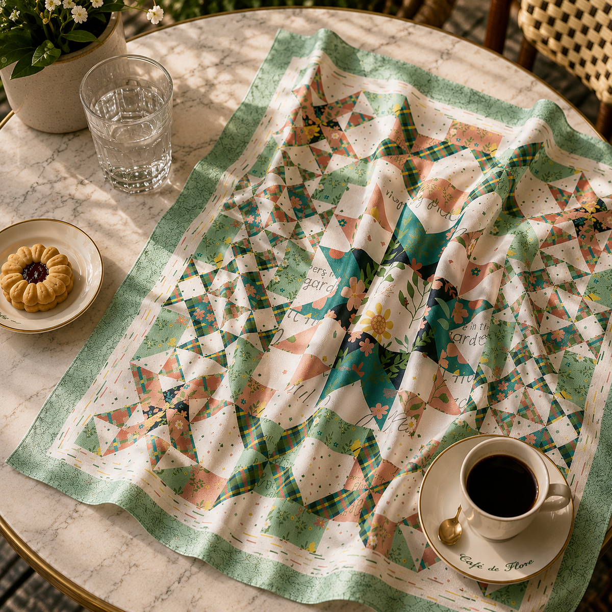 Pastel Mosaic Floral Scarf