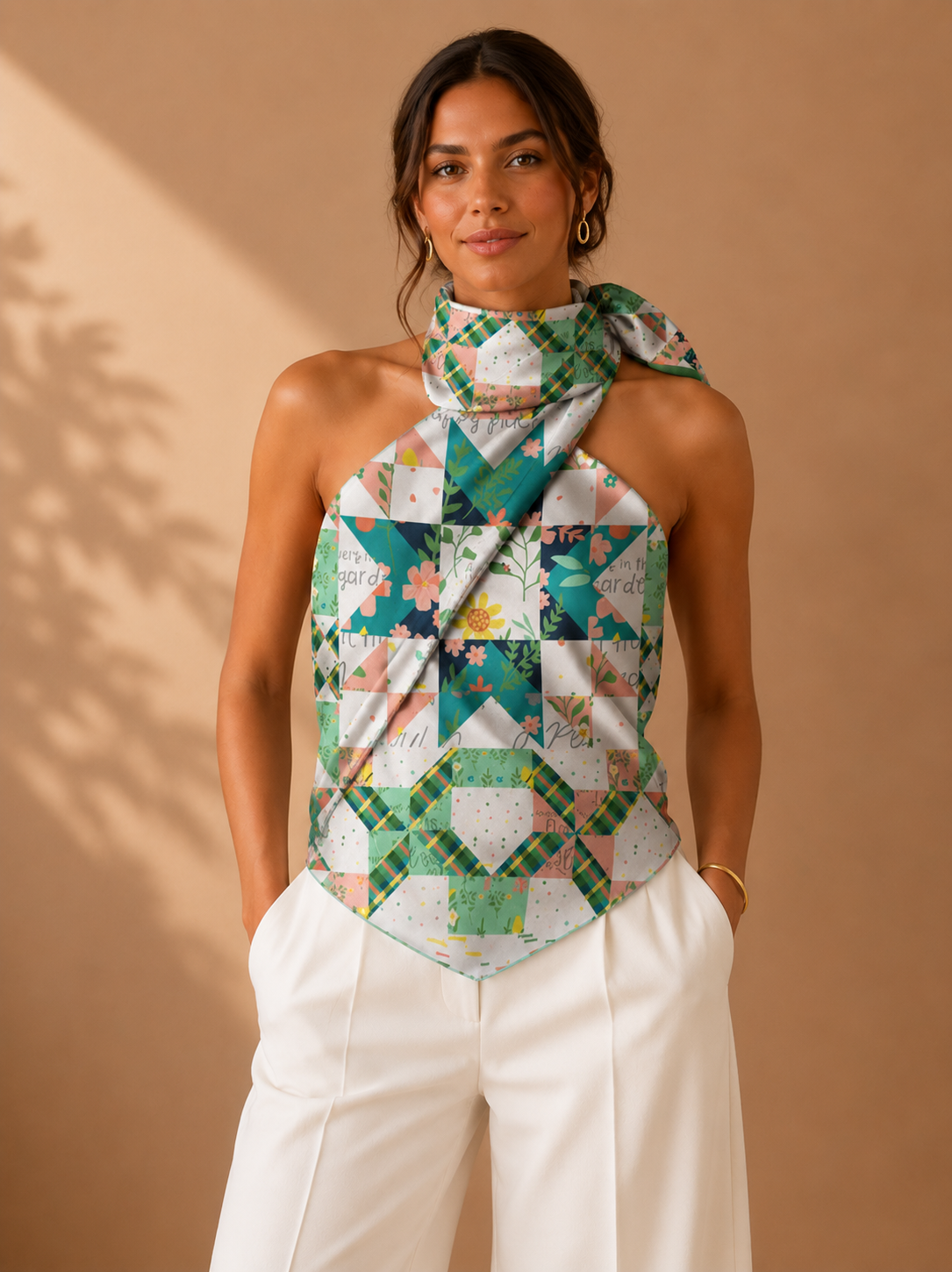 Pastel Mosaic Floral Scarf