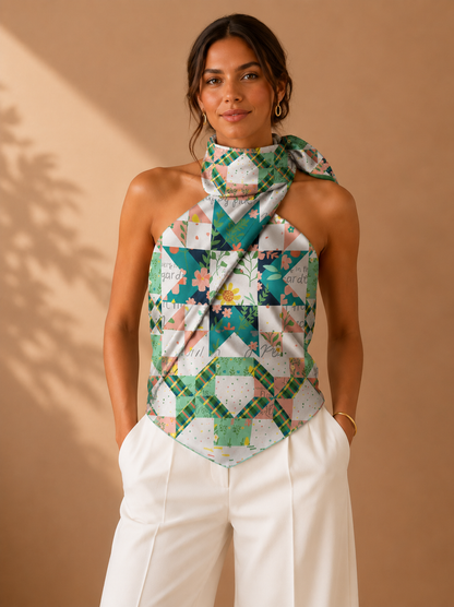 Pastel Mosaic Floral Scarf
