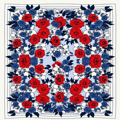 Red Blue Blooms Scarf