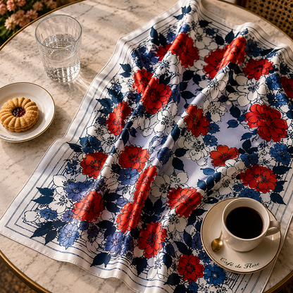 Red Blue Blooms Scarf