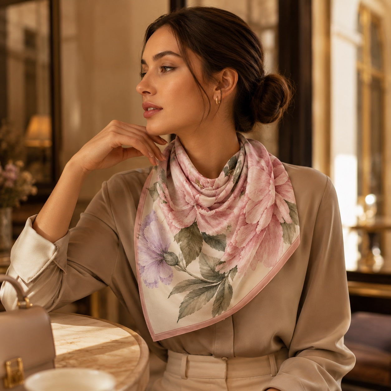 Pink Flora Scarf