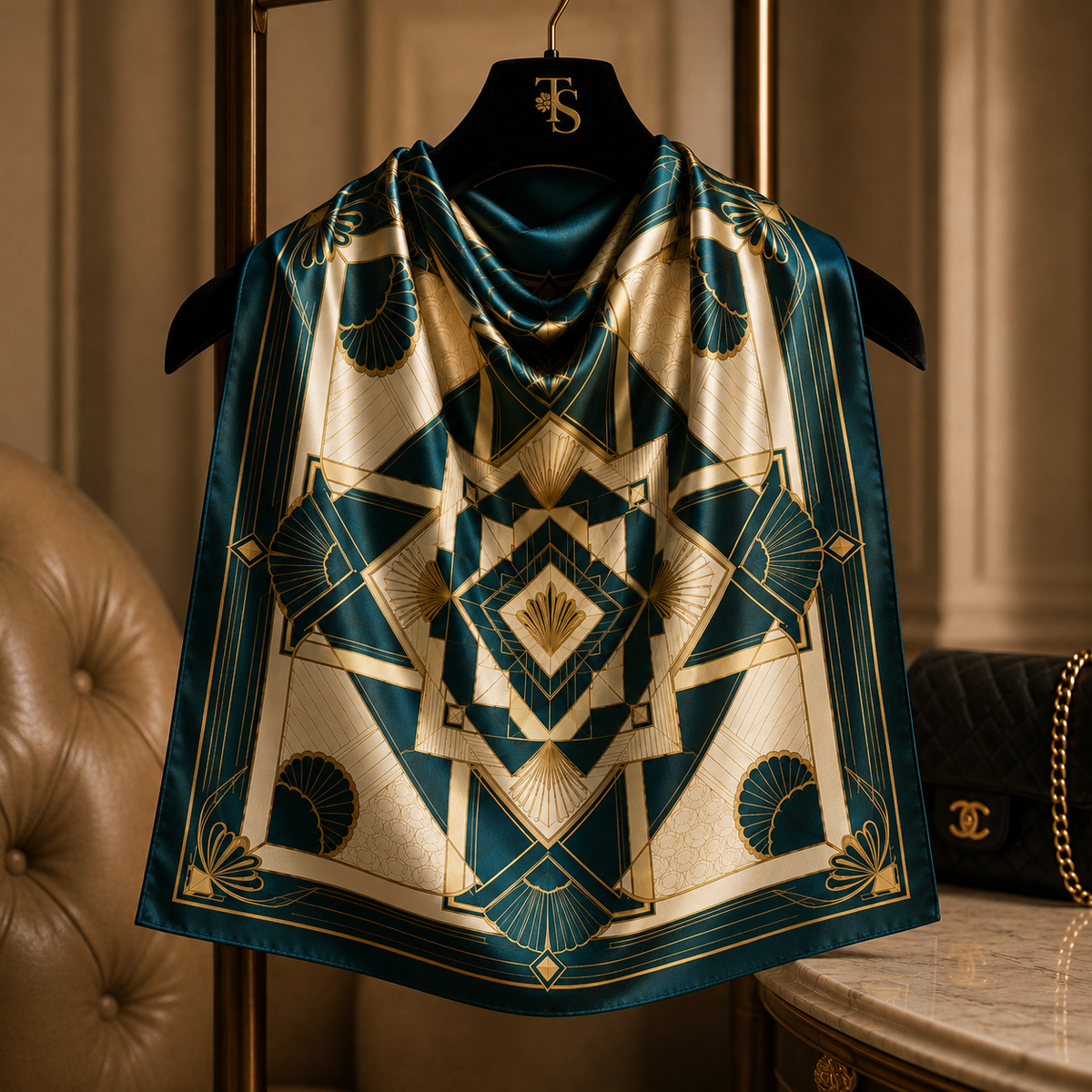 Art Deco Teal Scarf