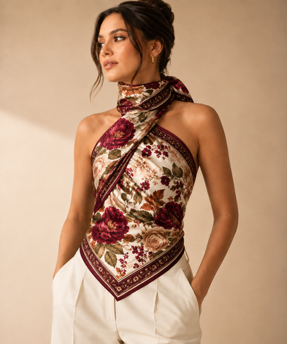 Burgundy Garden Scarf