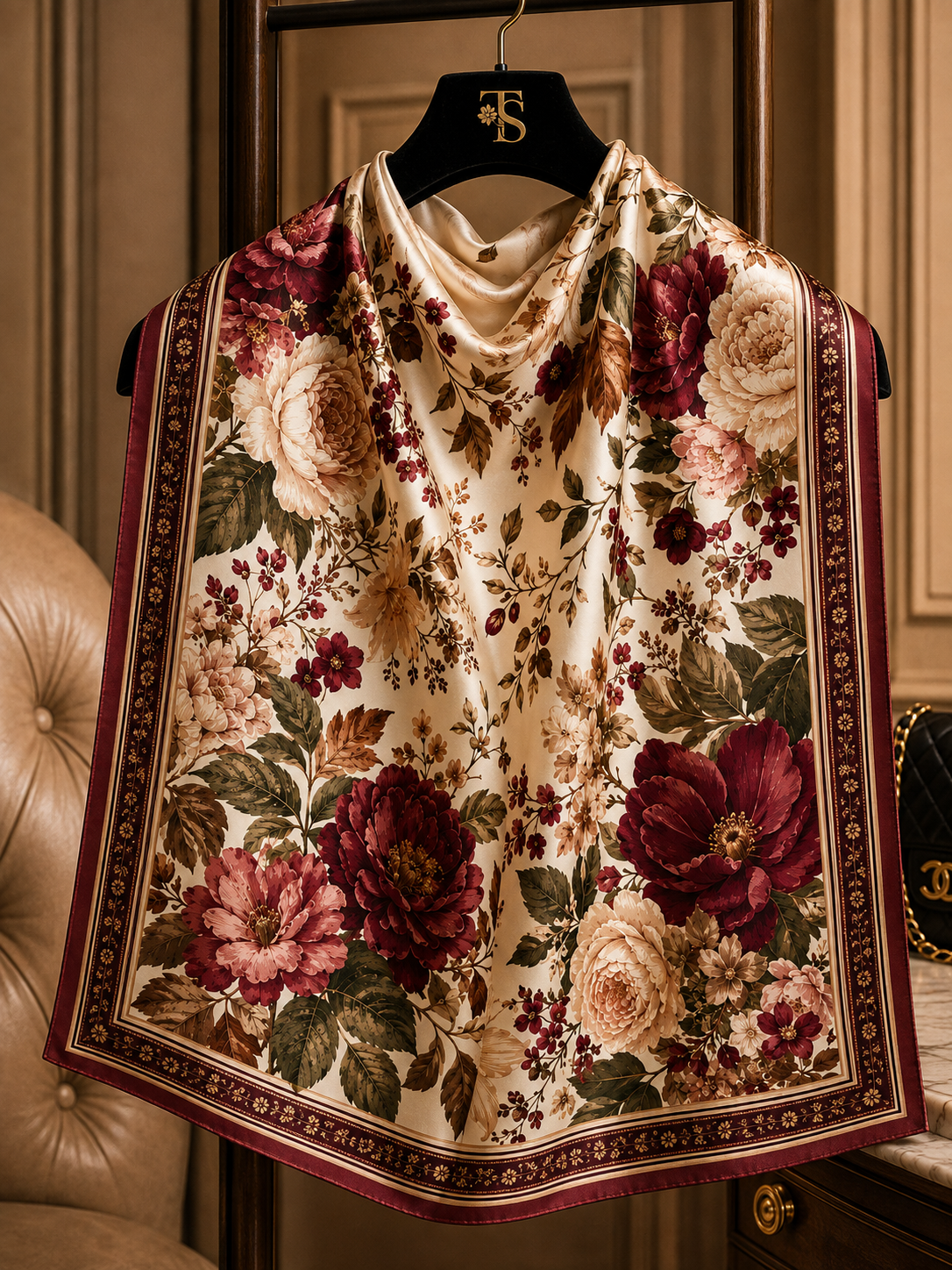 Burgundy Garden Scarf