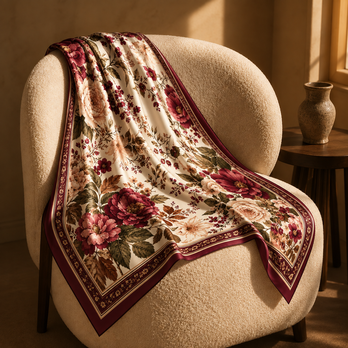 Burgundy Garden Scarf