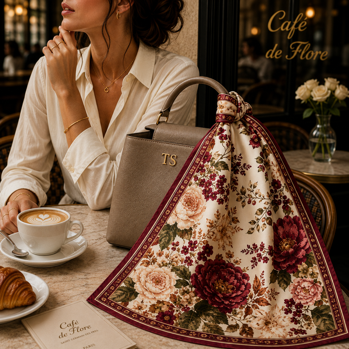 Burgundy Garden Scarf