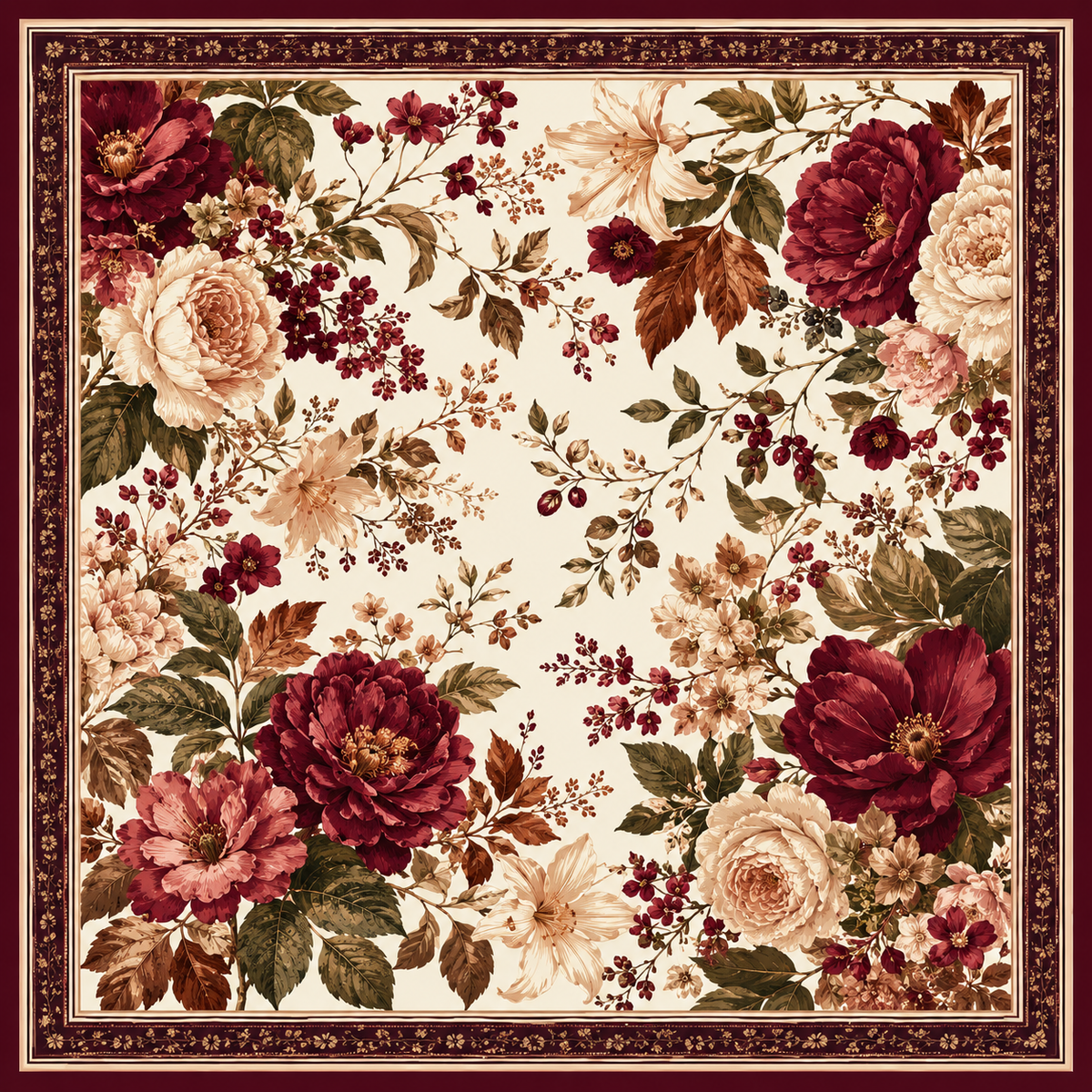 Burgundy Garden Scarf