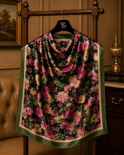 Black Botanical Scarf